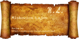 Miskovics Lajos névjegykártya